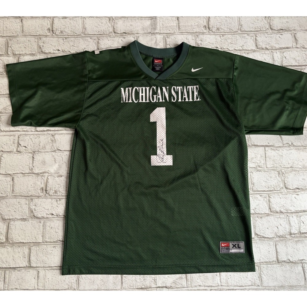 Vintage MICHIGAN STATE - NIKE XL Youth Football Jersey John L Smith Autograph